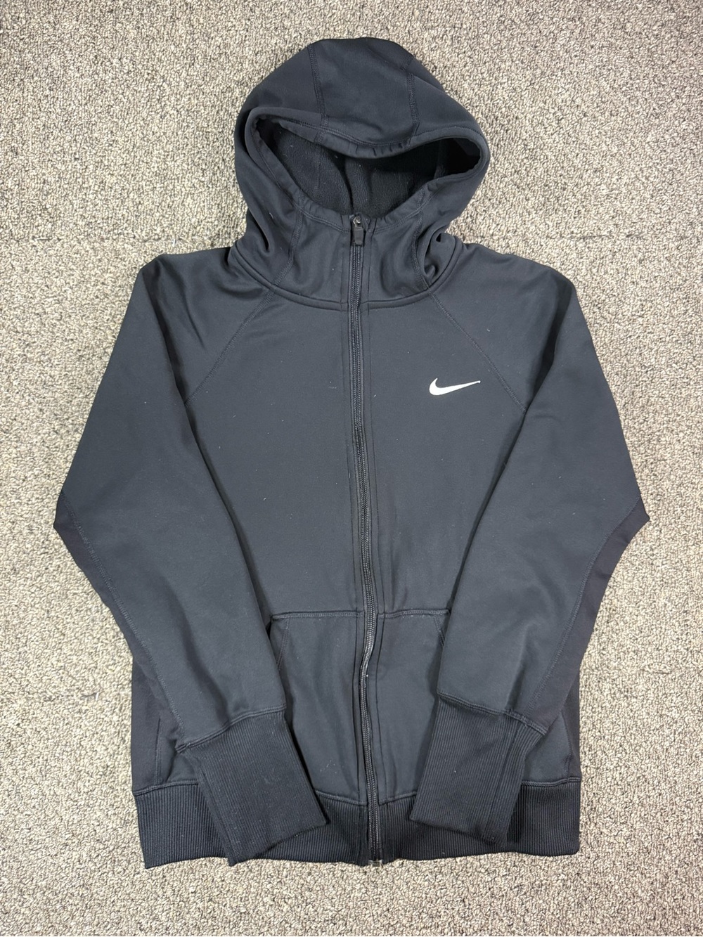 Nike Black Full-Zip Hooded Sweatshirt with White Swoosh